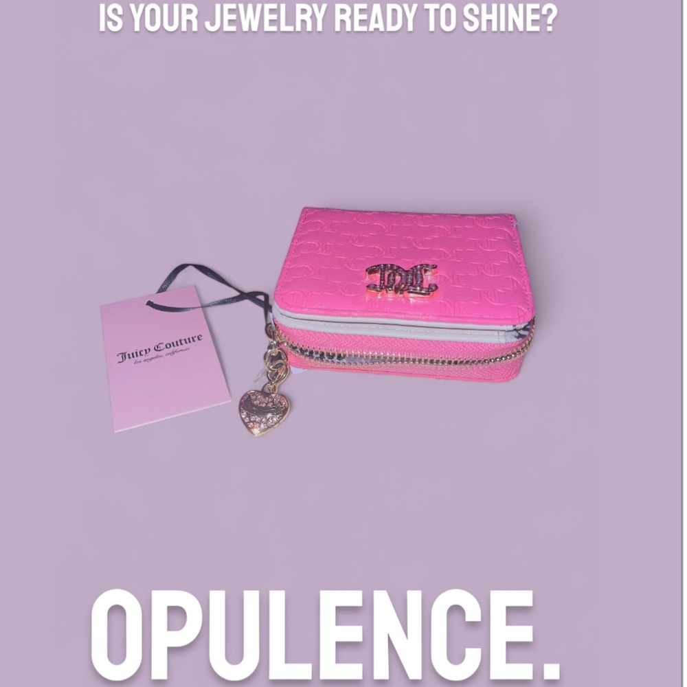 New! JUICY COUTURE Pink Wallet with Heart Charm - Picture 12 of 13